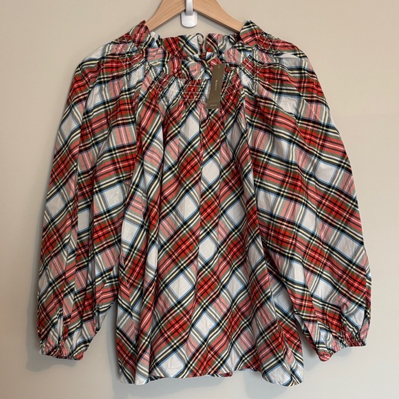 J. Crew Tops - J. Crew Red and White Plaid Blouse Women’s NWT XL